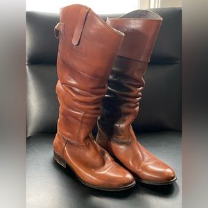 Golden Goose riding boots in distressed cognac leather, EU 39 / US 8.5
